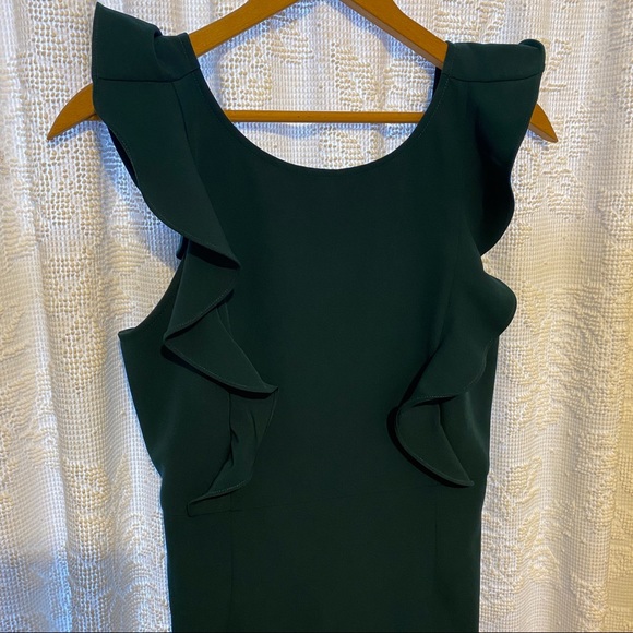 Lulu’s Emerald Green Hearts Aflutter Bodycon Trumpet Midi Ruffle Hem Dress - Picture 14 of 14
